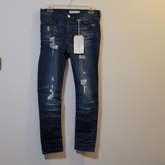 NWT American Dress Code Legendary Denim distressed blue jeans Size 27 - Picture 1 of 6